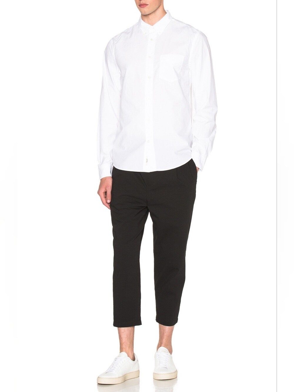 Helmut Lang Micro Seersucker Cropped Trousers, Size 32